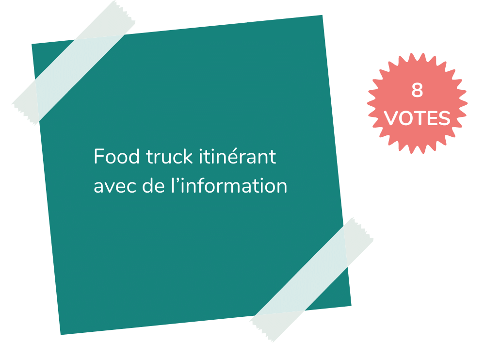 Idée 10

Food truck itinérant avec de l’information

8 votes